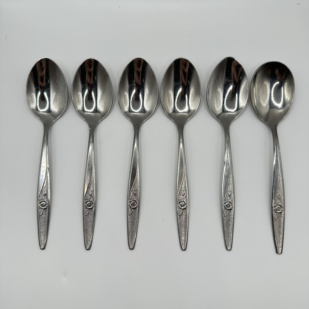 Utica Stainless -‎ Satin Rose - 7 3/8" Teaspoon Set of 5- 1 Soup USA Replacement